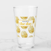 Modern geel lemonpatroon en knijp de dag in glas (Voorkant)