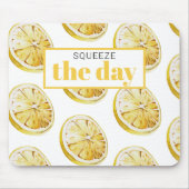Modern geel lemonpatroon en knijp de dag in muismat (Voorkant)