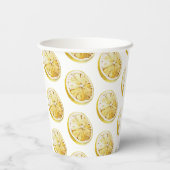 Modern geel lemonpatroon en knijp de dag in papieren bekers (Achterkant)