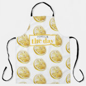 Modern geel lemonpatroon en knijp de dag in schort (Voorkant)