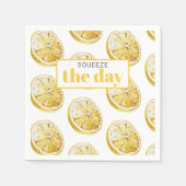 Modern geel lemonpatroon en knijp de dag in servet (Voorkant)