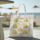 Modern geel lemonpatroon en knijp de dag in tote bag