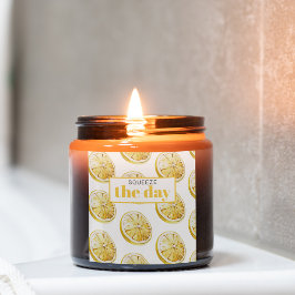 Modern geel lemonpatroon en knijp de dag in vierkante sticker