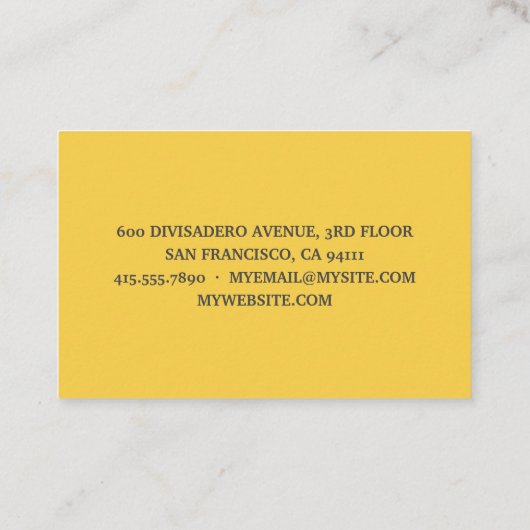 Modern geel lemonpatroon en knijp de dag in visitekaartje (Achterkant)