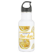 Modern geel lemonpatroon en knijp de dag in waterfles  (Voorkant)