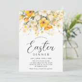 Modern Geel Lente Bloemen Pasen Diner Kaart (Staand voorkant)