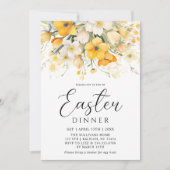 Modern Geel Lente Bloemen Pasen Diner Kaart (Voorkant)