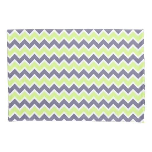 Modern geel Limoen grijs Chevron patroon Kussensloop (Voorkant-Links)