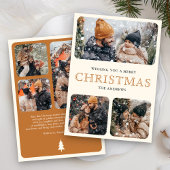 Modern Geel Minimal 6 Foto Collage Kerstmis Feestdagenkaart