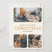 Modern Geel Minimal 6 Foto Collage Kerstmis Feestdagenkaart (Voorkant)