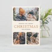 Modern Geel Minimal 6 Foto Collage Kerstmis Feestdagenkaart (Staand voorkant)