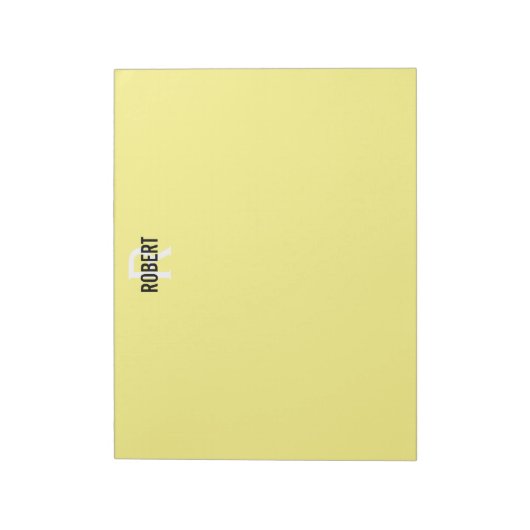 Modern geel monogram naam notitieblok (Linkerzijde)