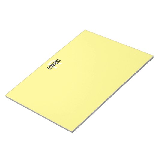 Modern geel monogram naam notitieblok (Schuin)