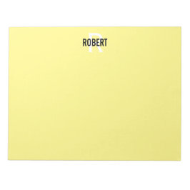 Modern geel monogram naam notitieblok