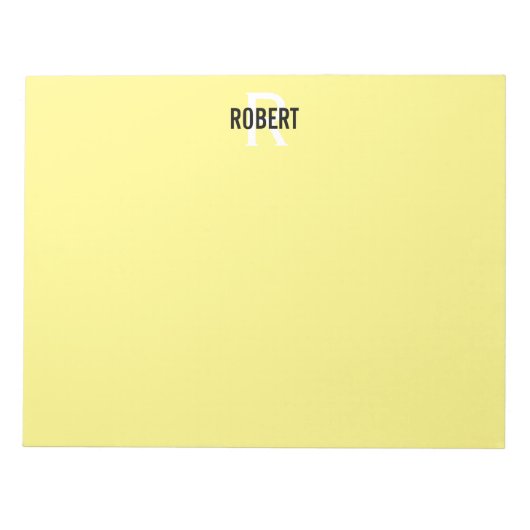 Modern geel monogram naam notitieblok (Voorkant)