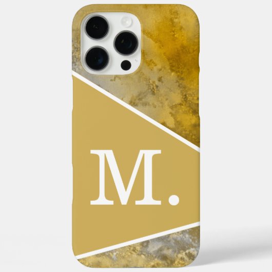 Modern geel mosterdmonogram Case-Mate iPhone case (Achterkant)