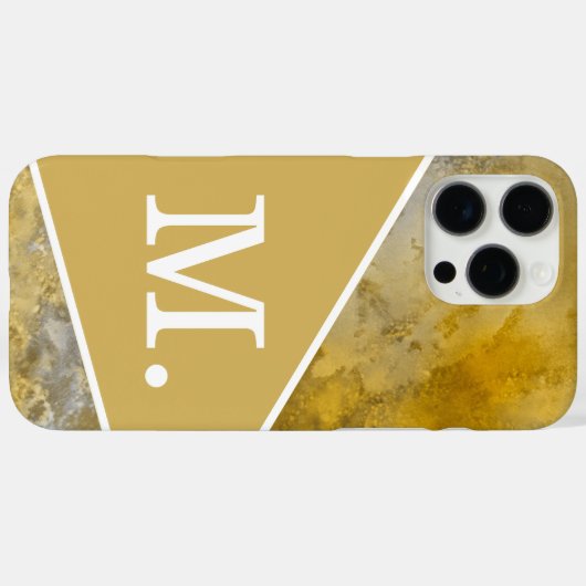 Modern geel mosterdmonogram Case-Mate iPhone case (Achterkant (horizontaal))