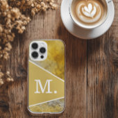 Modern geel mosterdmonogram Case-Mate iPhone case