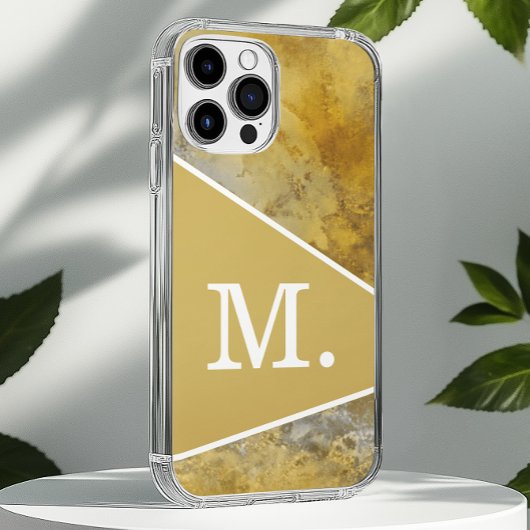 Modern geel mosterdmonogram Case-Mate iPhone case
