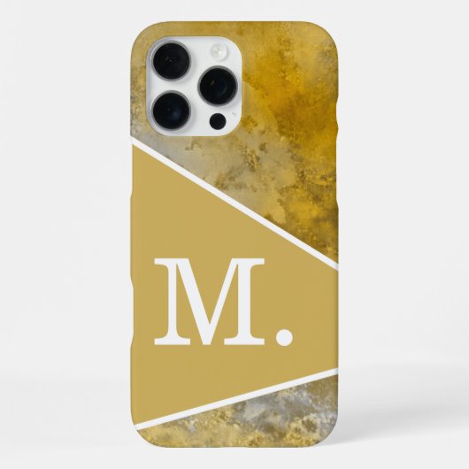 Modern geel mosterdmonogram iPhone hoesje (Achterkant)