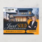 Modern Geel net verkocht makelaar Realtor Briefkaart (Voorkant)