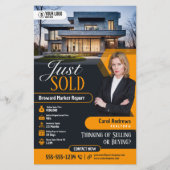 Modern Geel net verkocht makelaar Realtor Flyer (Voorkant)