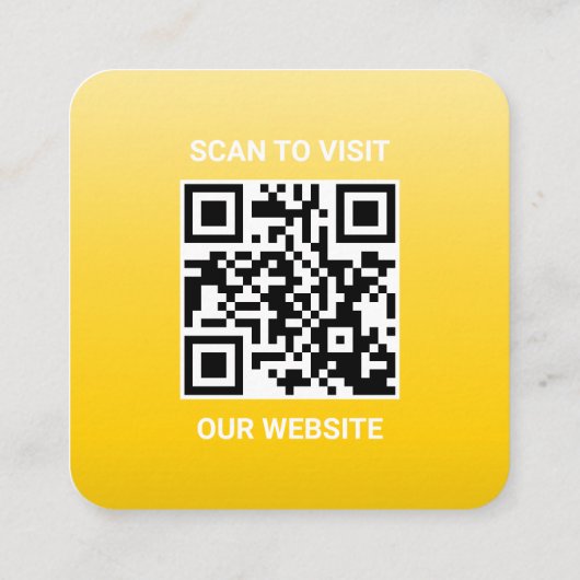Modern geel Ombre Gradient Custom Logo QR Code Vierkante Visitekaartje (Achterkant)