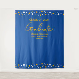 Modern Geel Oranje Blauw Afstuderen Afstudeerplech Wandkleed