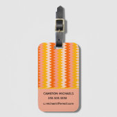 Modern Geel, Oranje & Wit Zig Zag Patroon Bagagelabel (Voorkant (verticaal))