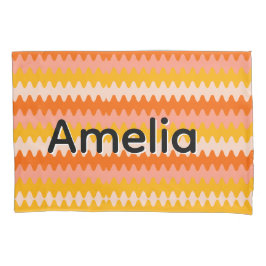 Modern Geel, Oranje & Wit Zig Zag Patroon Kussensloop