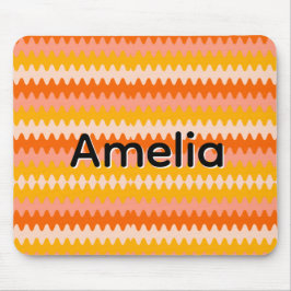Modern Geel, Oranje & Wit Zig Zag Patroon Muismat