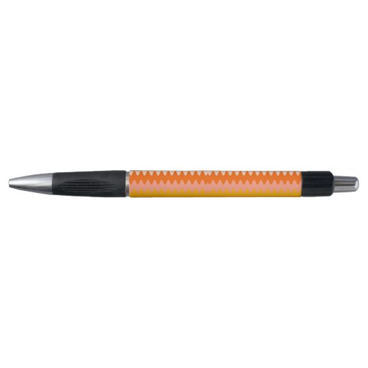 Modern Geel, Oranje & Wit Zig Zag Patroon Pen (Voorkant)
