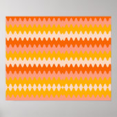 Modern Geel, Oranje & Wit Zig Zag Patroon Poster (Voorkant)