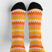 Modern Geel, Oranje & Wit Zig Zag Patroon Sokken (Top)