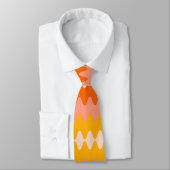 Modern Geel, Oranje & Wit Zig Zag Patroon Stropdas (Gebonden)
