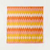 Modern Geel, Oranje & Wit Zig Zag Patroon Wandkleed (Voorkant)
