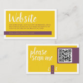 Modern geel paars met QR code bruiloft website Informatiekaartje (Voorkant / Achterkant)
