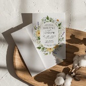 Modern geel & Paarse Boho Floral Bright Wedding Kaart