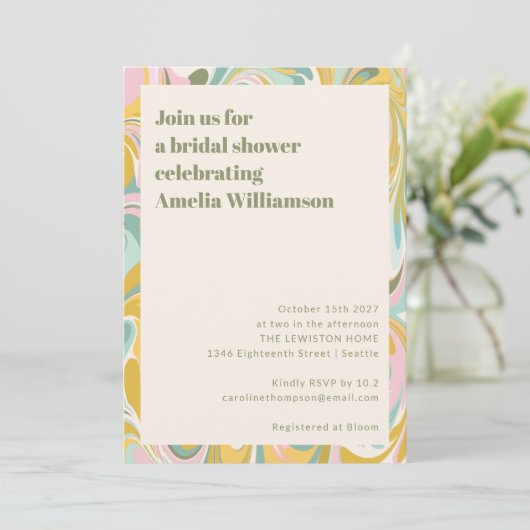 Modern geel pastel Abstract werveling Vrijgezellen Kaart (Staand voorkant)