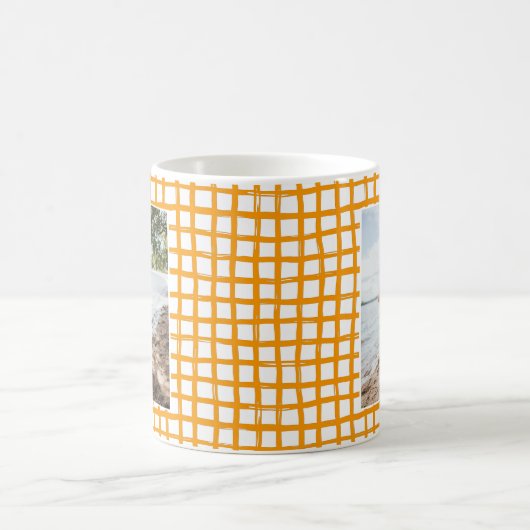 Modern geel patroon met tekening 2 Foto Koffiemok (Center)