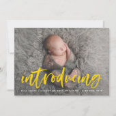 Modern geel penseelscript dat foto's introduceert aankondiging (Voorkant)