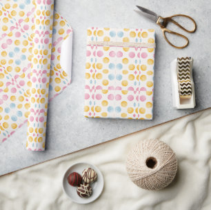 Modern Geel, Roze & Blauw Cirkelpatroon Cadeaupapier