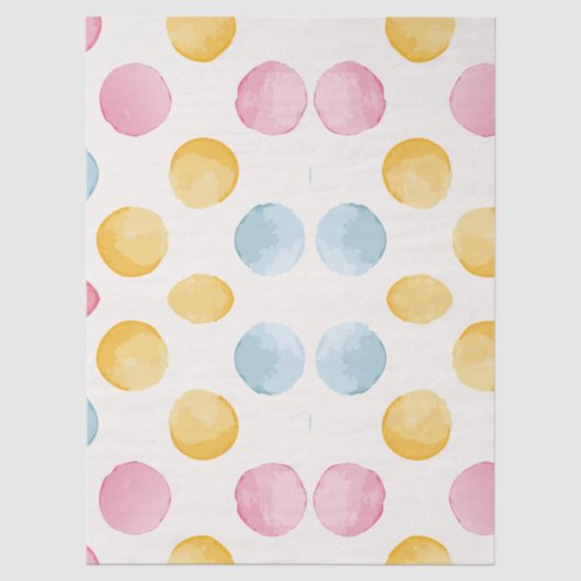 Modern Geel, Roze & Blauw Cirkelpatroon Tissuepapier (Voorkant)