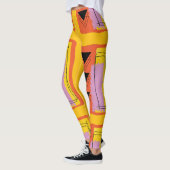 Modern geel Sinaasappel Abstract blokpatroon Leggings (Links)