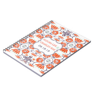 Modern Geel Sinaasappel Aqua Mint Gastenboek Notitieboek