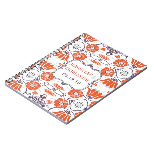 Modern Geel Sinaasappel Aqua Mint Gastenboek Notitieboek (Linkerzijde)