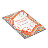 Modern Geel Sinaasappel Aqua Mint Gastenboek Notitieboek (Rechterzijde)