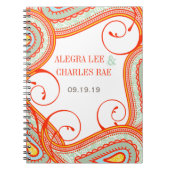 Modern Geel Sinaasappel Aqua Mint Gastenboek Notitieboek (Voorkant)