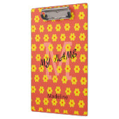 Modern  geel sinaasappel bloemen monogram klembord (Links)