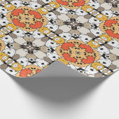 Modern geel Sinaasappel bruin cartoon hondenpatroo Cadeaupapier (Hoek)